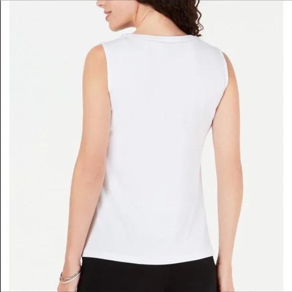 Jm Collection Silver Beaded Trim Tank Top - Picture 6 of 10